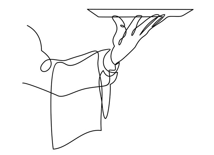 Strichgrafik von Serviertablett